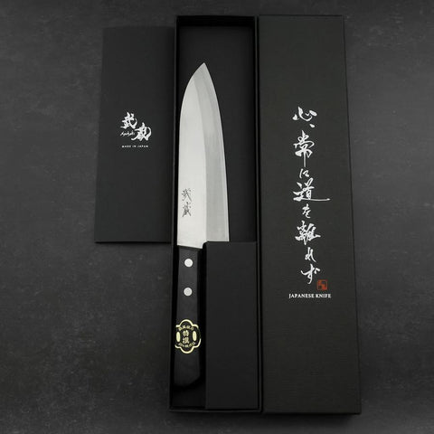 Santoku White Steel #2 Revêtement Inox Poli Manche Occidental Noir 170mm-[Musashi]-[Couteaux de cuisine japonais]