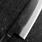 Santoku White Steel #2 Revêtement inox Kurouchi Manche en Buffle et Magnolia (Kurigata) 170mm-[Musashi]-[Couteaux de cuisine japonais]