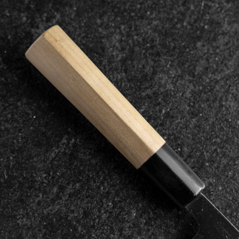 Santoku White Steel #2 Revêtement inox Kurouchi Manche en Buffle et Magnolia (Kurigata) 170mm-[Musashi]-[Couteaux de cuisine japonais]