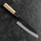 Santoku White Steel #2 Revêtement inox Kurouchi Manche en Buffle et Magnolia (Kurigata) 170mm-[Musashi]-[Couteaux de cuisine japonais]