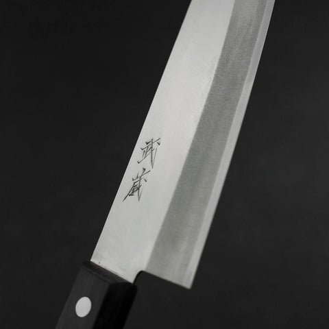 Santoku White Steel #2 Stainless Clad Polished Western Black Handle 170mm-[Musashi]-[Couteaux de cuisine japonais]