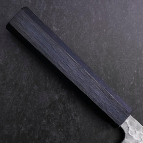 Santoku White Steel #2 Tsuchime Manche Urushi Bleu Sombre 165mm-[Musashi]-[Couteaux de cuisine japonais]
