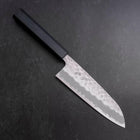 Santoku White Steel #2 Tsuchime Manche Urushi Bleu Sombre 165mm-[Musashi]-[Couteaux de cuisine japonais]