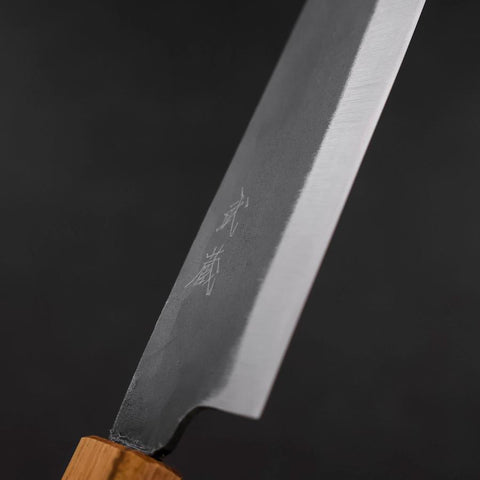 Santoku White steel #2 Kurouchi Manche en Chêne 165mm-[Musashi]-[Couteaux de cuisine japonais]