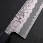 Santoku White steel #2 Tsuchime Manche Urushi Bleu Sombre 165mm-[Musashi]-[Couteaux de cuisine japonais]