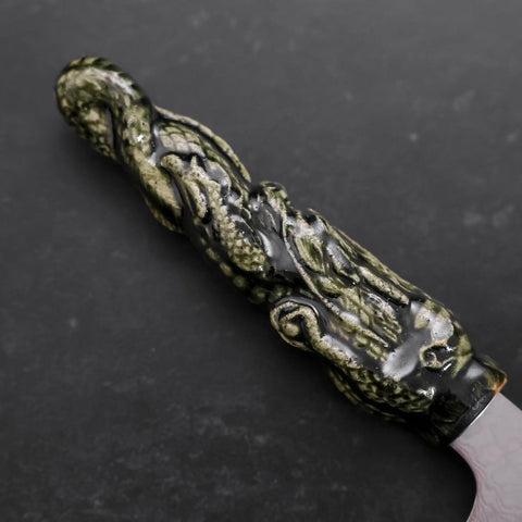 Santoku ZA-18 Damascus Ceramics Dragon Handle 180mm (7”)-[Musashi]-[Couteaux de cuisine japonais]