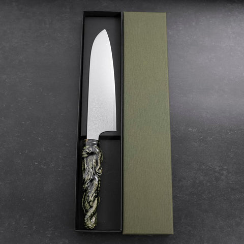 Santoku ZA-18 Damascus Ceramics Dragon Handle 180mm (7”)-[Musashi]-[Couteaux de cuisine japonais]