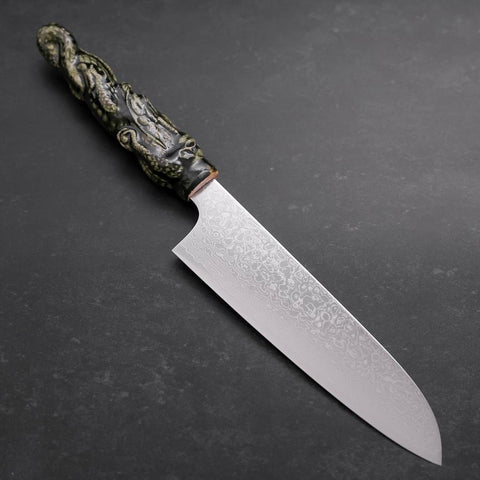 Santoku ZA-18 Damascus Ceramics Dragon Handle 180mm (7”)-[Musashi]-[Couteaux de cuisine japonais]