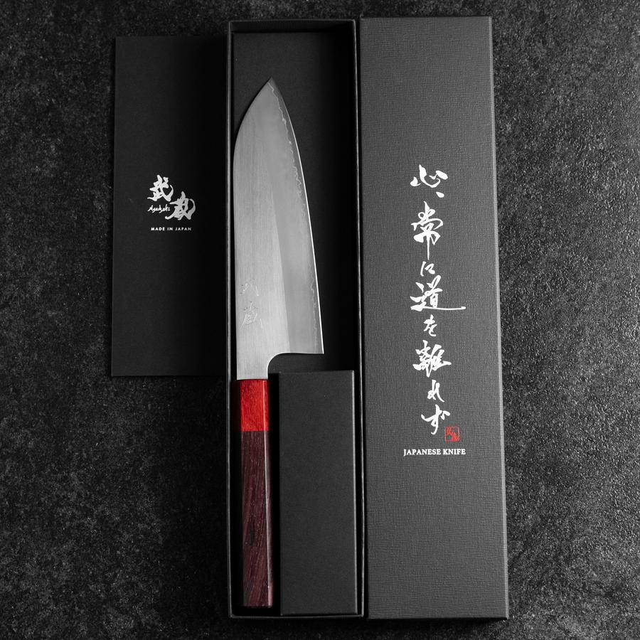 Santoku ZDP-189 Poli Manche en Bois de Rose Rouge 165mm-[Musashi]-[Couteaux de cuisine japonais]