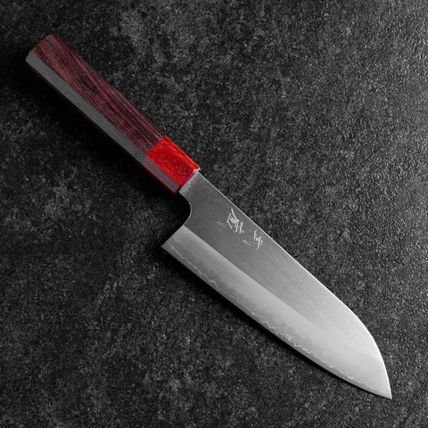 Santoku ZDP-189 Poli Manche en Bois de Rose Rouge 165mm-[Musashi]-[Couteaux de cuisine japonais]