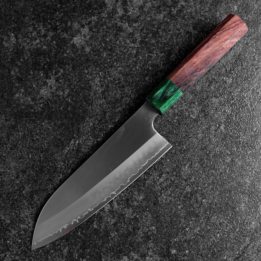 Santoku ZDP-189 Poli Manche en Bois de Rose Vert 165mm-[Musashi]-[Couteaux de cuisine japonais]