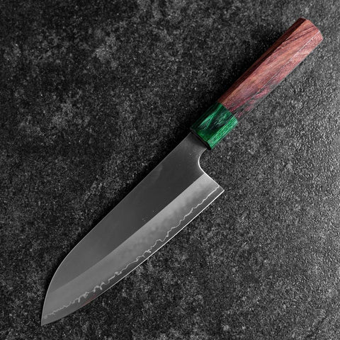 Santoku ZDP-189 Poli Manche en Bois de Rose Vert 165mm-[Musashi]-[Couteaux de cuisine japonais]