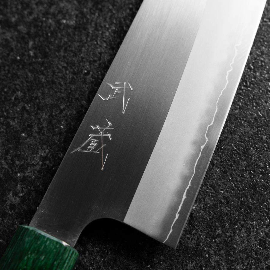 Santoku ZDP-189 Poli Manche en Bois de Rose Vert 165mm-[Musashi]-[Couteaux de cuisine japonais]
