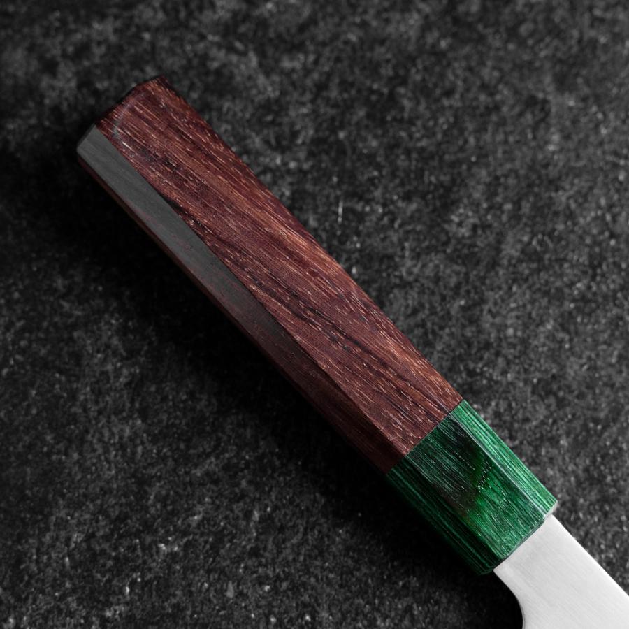 Santoku ZDP-189 Poli Manche en Bois de Rose Vert 165mm-[Musashi]-[Couteaux de cuisine japonais]