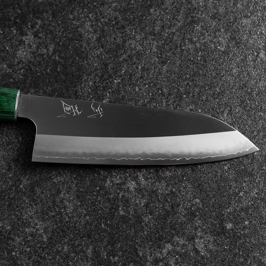 Santoku ZDP-189 Poli Manche en Bois de Rose Vert 165mm-[Musashi]-[Couteaux de cuisine japonais]