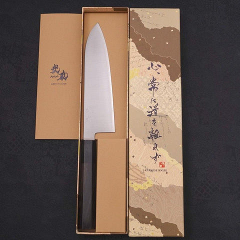 Santoku ZDP-189 Poli Manche en Buffle et Ébène 180mm-[Musashi]-[Couteaux de cuisine japonais]