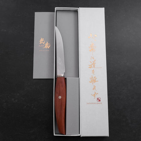 Steak knife VG-10 Damascus Andes Teak Handle 115mm (4.5”)-[Musashi]-[Couteaux de cuisine japonais]
