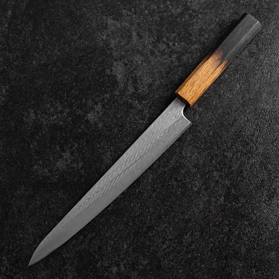 Sujihiki AUS-10 Nawame Damas Manche Yaki Urushi 240mm-[Musashi]-[Couteaux de cuisine japonais]