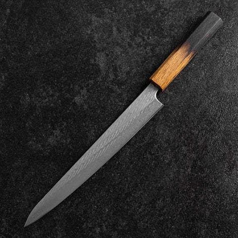 Sujihiki AUS-10 Nawame Damas Manche Yaki Urushi 240mm-[Musashi]-[Couteaux de cuisine japonais]