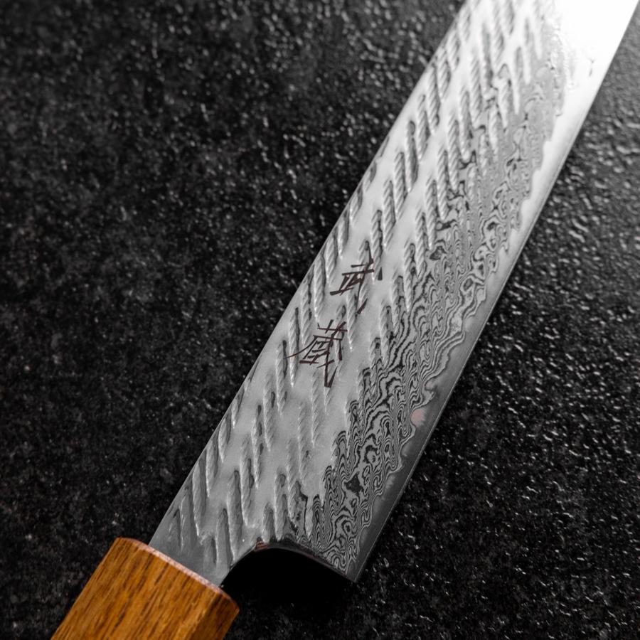 Sujihiki AUS-10 Nawame Damas Manche Yaki Urushi 240mm-[Musashi]-[Couteaux de cuisine japonais]
