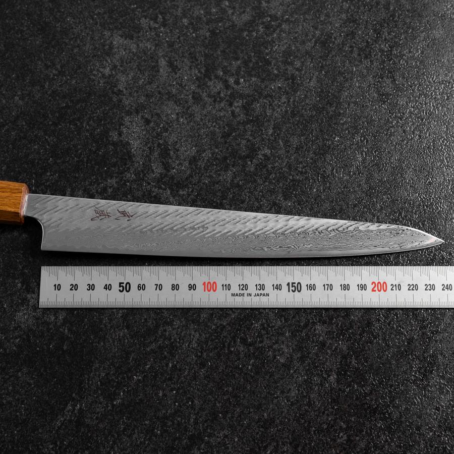 Sujihiki AUS-10 Nawame Damas Manche Yaki Urushi 240mm-[Musashi]-[Couteaux de cuisine japonais]