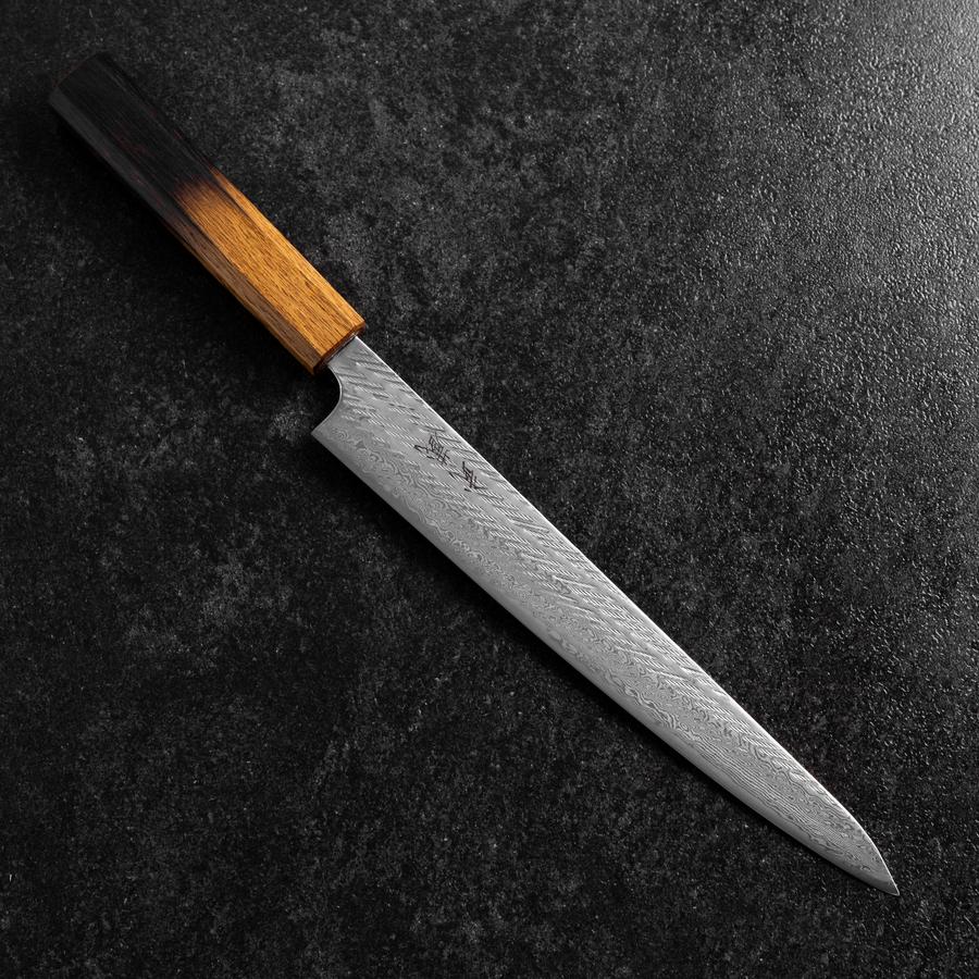 Sujihiki AUS-10 Nawame Damas Manche Yaki Urushi 240mm-[Musashi]-[Couteaux de cuisine japonais]
