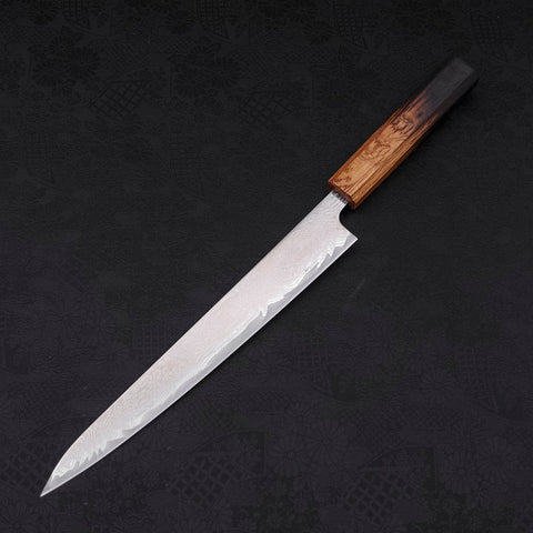 Sujihiki AUS-10 Nickel en Vagues Damas Manche Yaki Urushi 240mm-[Musashi]-[Couteaux de cuisine japonais]