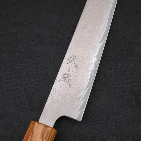 Sujihiki AUS-10 Nickel en Vagues Damas Manche Yaki Urushi 240mm-[Musashi]-[Couteaux de cuisine japonais]