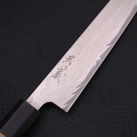 Sujihiki AUS-10 Nickel en Vagues Damas Manche en Buffle et Magnolia 240mm-[Musashi]-[Couteaux de cuisine japonais]