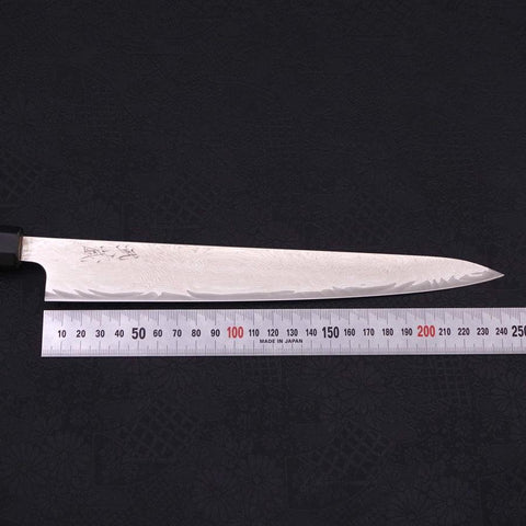 Sujihiki AUS-10 Nickel en Vagues Damas Manche en Buffle et Magnolia 240mm-[Musashi]-[Couteaux de cuisine japonais]