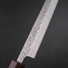 Sujihiki AUS-10 Tsuchime Damas Manche Urushi Pourpre 240mm-[Musashi]-[Couteaux de cuisine japonais]