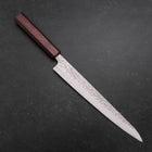 Sujihiki AUS-10 Tsuchime Damas Manche Urushi Pourpre 240mm-[Musashi]-[Couteaux de cuisine japonais]