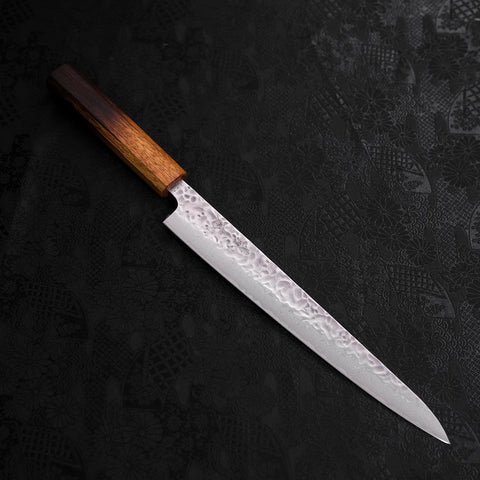 Sujihiki AUS-10 Tsuchime Damas Manche Yaki Urushi 240mm-[Musashi]-[Couteaux de cuisine japonais]