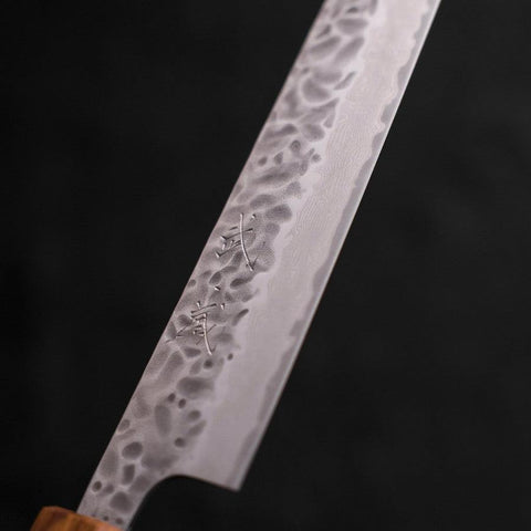 Sujihiki AUS-10 Tsuchime Damas Manche en Chêne 240mm-[Musashi]-[Couteaux de cuisine japonais]