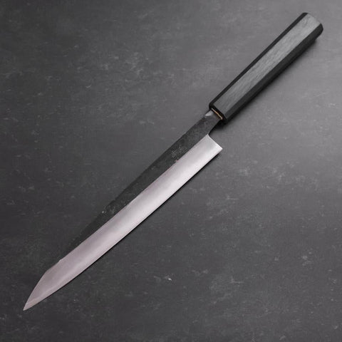 Sujihiki Blue Steel #2 Kurouchi Manche Urushi Bleu Sombre 210mm-[Musashi]-[Couteaux de cuisine japonais]