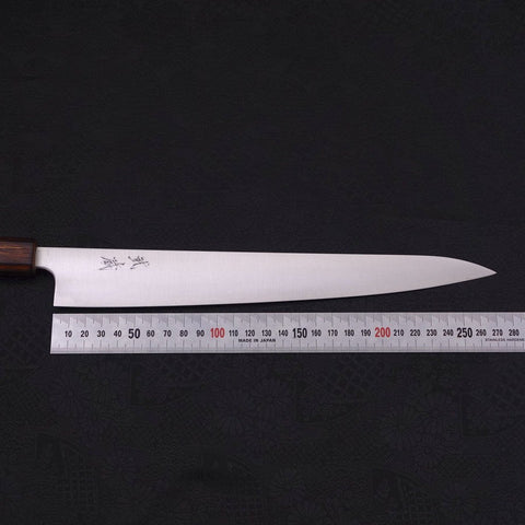 Sujihiki Blue Super Revêtement Inox Poli Manche Sumi Urushi 270mm-[Musashi]-[Couteaux de cuisine japonais]