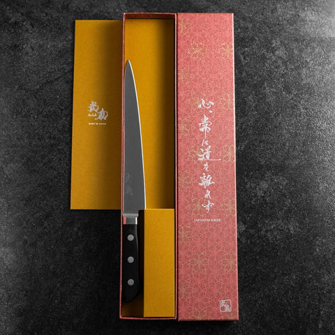 Sujihiki Molybdène Poli Manche en Occidental Noir 210mm-[Musashi]-[Couteaux de cuisine japonais]