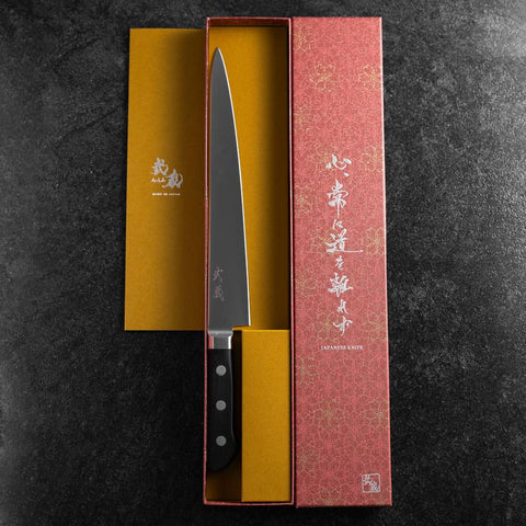 Sujihiki Molybdène Poli Manche en Occidental Noir 250mm-[Musashi]-[Couteaux de cuisine japonais]