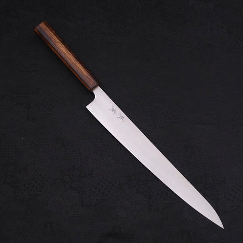 Sujihiki Revêtement Inox Blue Super Poli Manche Sumi Urushi 270mm-[Musashi]-[Couteaux de cuisine japonais]