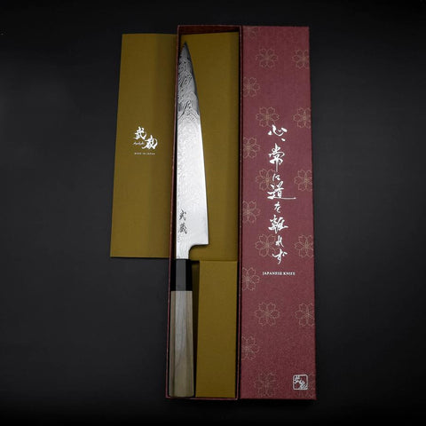 Sujihiki SLD Damas Manche en Buffle et Magnolia 240mm-[Musashi]-[Couteaux de cuisine japonais]