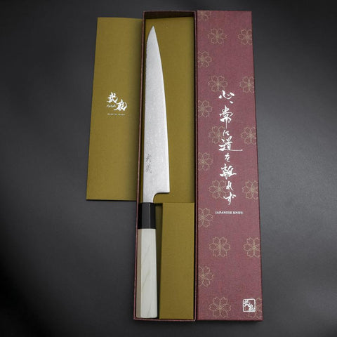 Sujihiki SLD Damas Manche en Buffle et Magnolia 240mm-[Musashi]-[Couteaux de cuisine japonais]