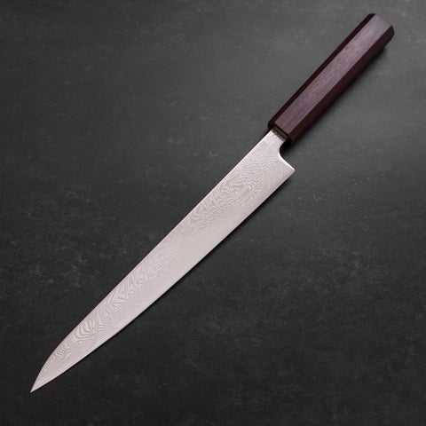 Sujihiki SLD Damascus Purple Urushi Handle 240mm (9.4”)-[Musashi]-[Couteaux de cuisine japonais]