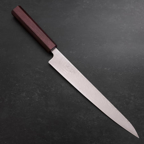 Sujihiki SLD Damascus Purple Urushi Handle 240mm (9.4”)-[Musashi]-[Couteaux de cuisine japonais]