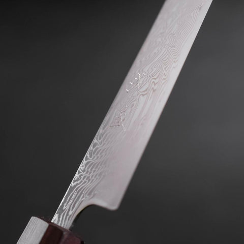 Sujihiki SLD Nickel en Vagues Damas Manche Urushi Pourpre 240mm-[Musashi]-[Couteaux de cuisine japonais]