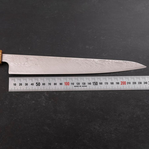 Sujihiki SLD Nickel en Vagues Damas Manche Yaki Urushi 240mm-[Musashi]-[Couteaux de cuisine japonais]