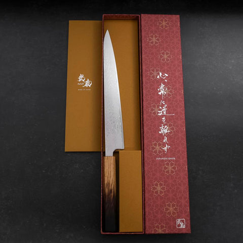 Sujihiki SLD Nickel en Vagues Damas Manche Yaki Urushi 240mm-[Musashi]-[Couteaux de cuisine japonais]