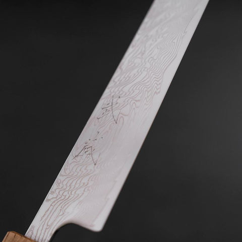 Sujihiki SLD Wave Damas Manche Yaki Urushi 240mm-[Musashi]-[Couteaux de cuisine japonais]