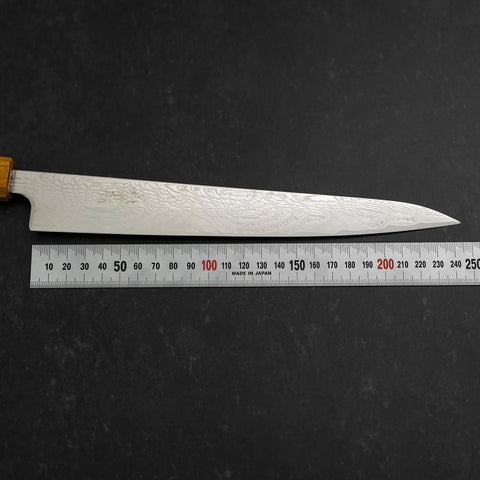 Sujihiki SLD Wave Damas Manche en Chêne 240mm-[Musashi]-[Couteaux de cuisine japonais]