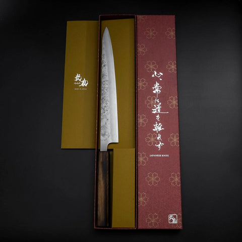 Sujihiki Silver Steel #3 Nashiji Manche Sumi Urushi 240mm-[Musashi]-[Couteaux de cuisine japonais]