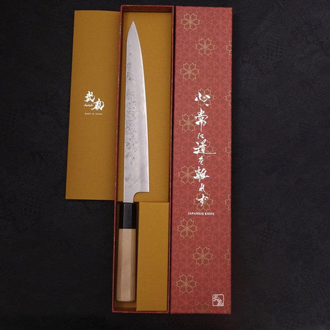 Sujihiki Silver Steel #3 Nashiji Manche en Buffle et Magnolia 240mm-[Musashi]-[Couteaux de cuisine japonais]